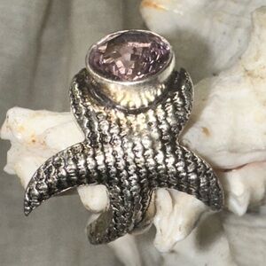 Pink Topaz Handcrafted modern Starfish ring